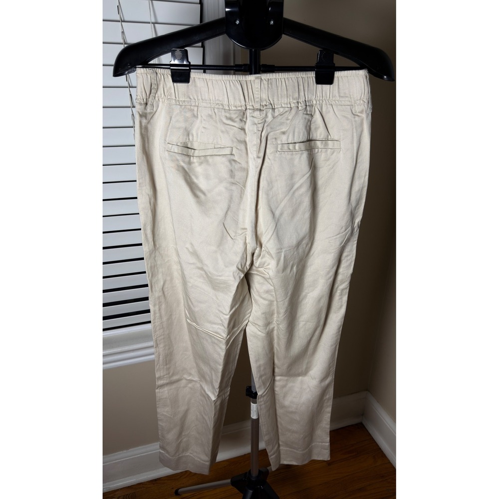 Quince Drapey Twill Tapered Trouser Oatmilk Beige Linen Blend Pants Size 10 NEW - Picture 2 of 5